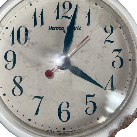 Vintage Homco Quartz Mantel Clock With Charming Victorian Garden Scene - Picture 13 of 16